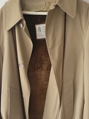 London Fog Men's Beige Trench Coat with Brown Lining